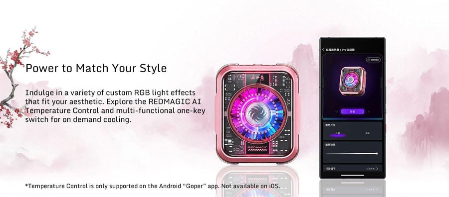 Pink RedMagic 5 Pro Magnetic Phone Cooler – Special Edition, 36W RGB Radiator Fan with Clip, Semiconductor Graphene Heatsink for Gaming, Streaming, iPhone, Android, iPad