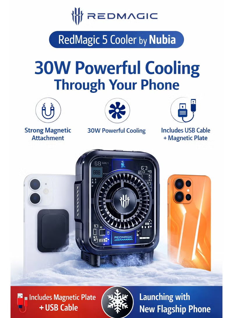 Phone Cooler RedMagic 5 – 30W Magnetic Gaming Fan with Semiconductor Heatsink | Magnetic Mobile Cooler for Android, iPhone, iPad & Tablets – Ideal for Mobile Gaming & Live Streaming