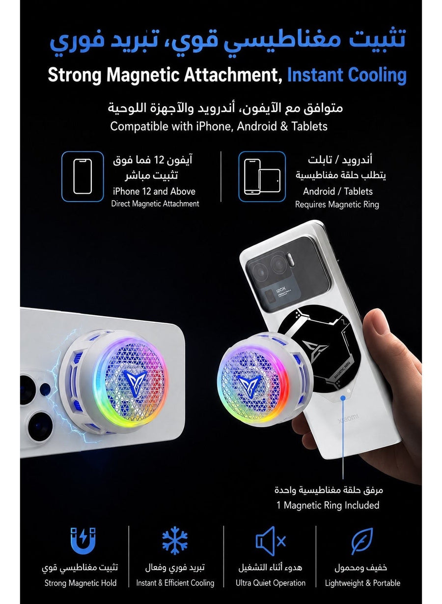 Phone Cooler Flydigi B9X Magnetic Phone / iPad Cooler, 30W (-45°C) RGB Magnetic Cooling Fan with App Control, Ultra-Quiet Portable Cooling Pad, Strong Magnetic Attachment for iPhone, Android, RedMagic & iPad – Built for Intense Gaming