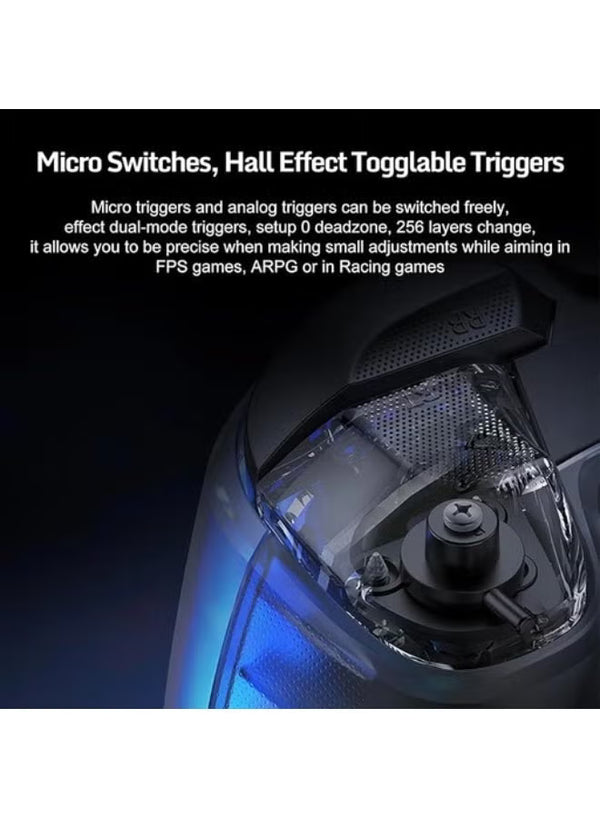 REDMAGIC Cyber وحدة تحكم ألعاب لاسلكية 1000Hz – لوحة ألعاب RGB مع عصا التحكم وزناد Hall Effect، اتصال ثلاثي الأوضاع (سلكي / Bluetooth / 2.4G)، قاعدة شحن من الألومنيوم، Turbo و Macro، متوافق مع PC و Android و iOS و Tablet و Smart TV و Nintendo Switch