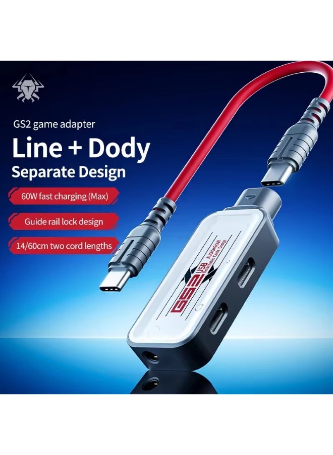 PLEXTONE GS2 Detachable 3 in 1 Double type C + Aux  Gaming Adapter and Converter
