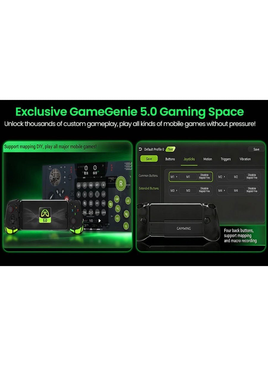 Mobile Game Controller GAMWING AB05, Type-C Telescopic Gaming Gamepad for iPhone, iPad, Android Phones & Tablets, Hall Effect Joysticks, RGB Lighting, Pass-Through Charging, Turbo Auto-Fire, Macro Buttons for PUBG Mobile, COD Mobile