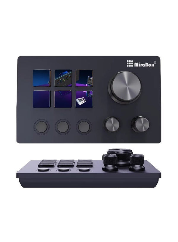 MiraBox N3 Stream Controller Deck V3, 6 Customizable LCD Keys, 3 Rotary Dials, 3 Tactile Buttons, Programmable Macro Control Pad for Live Streaming, Gaming, Audio Mixing, Content Creation, OBS, Twitch, YouTube, Windows & Mac