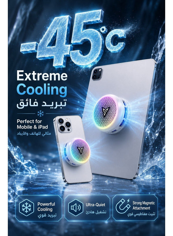 Phone Cooler Flydigi B9X Magnetic Phone / iPad Cooler, 30W (-45°C) RGB Magnetic Cooling Fan with App Control, Ultra-Quiet Portable Cooling Pad, Strong Magnetic Attachment for iPhone, Android, RedMagic & iPad – Built for Intense Gaming
