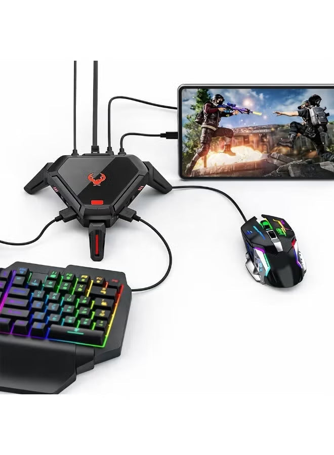 Scorpion 2 Pro Keyboard & Mouse Converter for Mobile Gaming by Gamwing, Wired 100Mbps Ethernet Network Port, Low Latency Signal Transmission, 2000Hz Polling Rate, RGB Lighting, Multiple Audio Interfaces, Supports RedMagic, Android 10+, HyperOS, HarmonyOS,