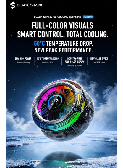Phone Cooler Black Shark 6 PRO Magnetic Phone/Tablet Cooler – 35W Ultra-Cooling Gaming Fan with 67 W Charger, Graphene Heatsink, Magnetic Mount – Powerful Cooling Fan for Smartphones, Tablets, iPad & Steam Deck (Perfect for PUBG Mobile, COD & More)