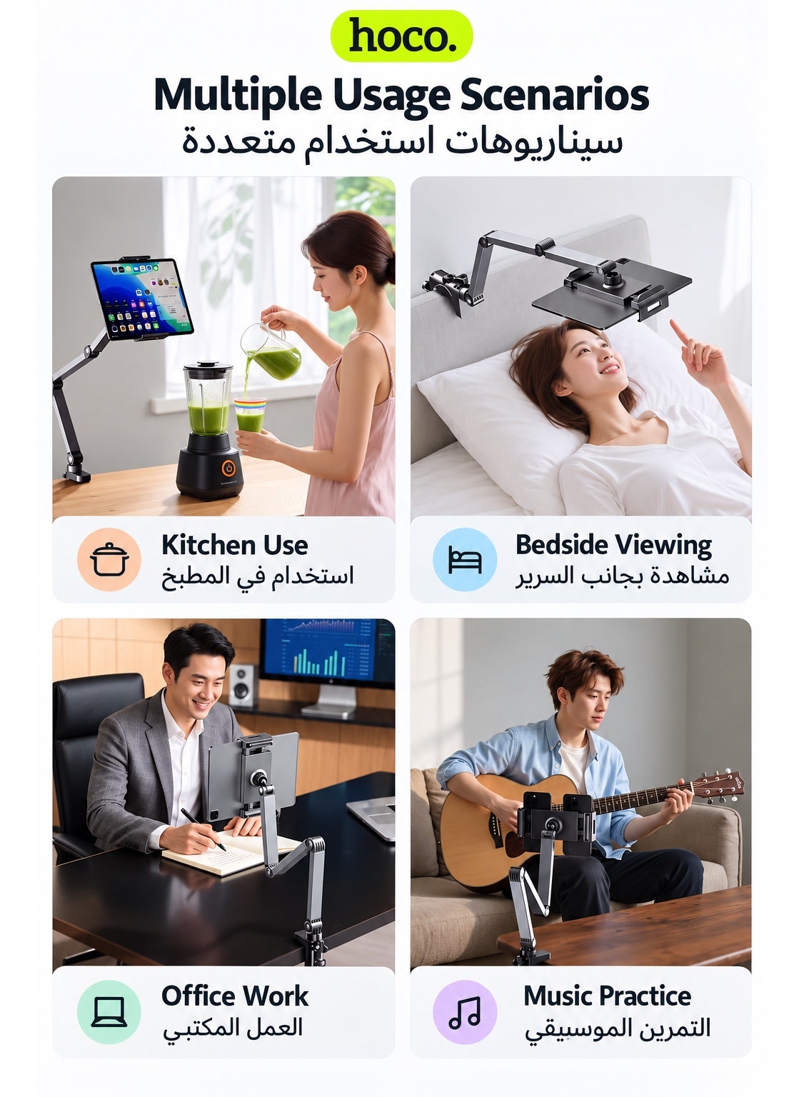 Tablet & Phone Holder Stand 2 in 1, 360° Adjustable Aluminum Alloy Long Arm Desk Mount, Foldable Multi-Axis Clamp Stand for iPad, Tablets & Smartphones, Height and Angle Adjustable for Office, Bed, Kitchen, Video, Study & Gaming – Space Silver