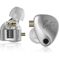 Z Castor Harman IEM Target Version IEM In-Ear Earphones – Dual Dynamic Drivers (10mm + 8mm), Tunable Sound with 4 Adjustment Switches (16 Profiles), Noise Isolating, 3.5mm, 0.75mm 2-Pin, Silver With Mic