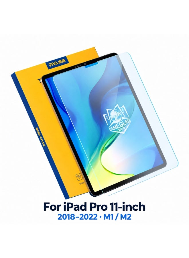 PIVA Tempered Glass Screen Protector for iPad Pro 11 Inch 2018 2022 M1/M2, Ultra-Sensitive Smooth Touch Anti-Fingerprint Protective Glass, High Touch Sensitivity for Gaming, Study, Drawing, Writing & Apple Pencil