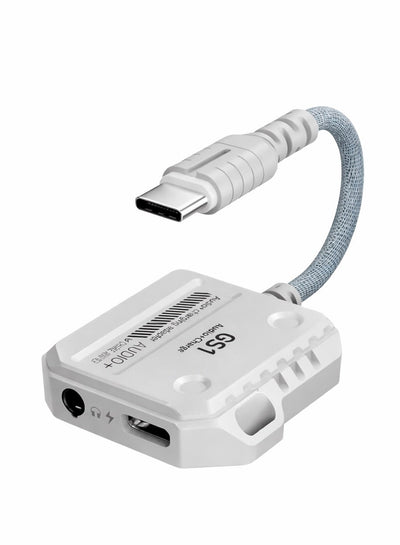GS1 Type-C 2-in-1 Adapter Dongle, 3.5mm AUX Headphone Jack + USB-C 60W Fast Charging, Hi-Res Audio, Zero Delay, Mic Supported, Plug-and-Play Converter – Compatible with iPhone, RedMagic, Samsung, iPad & Tablets