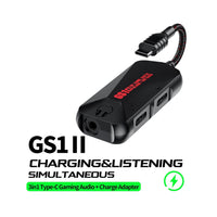GS1 3-in-1 Mobile Gaming Sound Card USB-C to 3.5mm Headphone Jack Adapter Type C PD QC 60W Fast Charge Adapter Hi-Res Sound Card