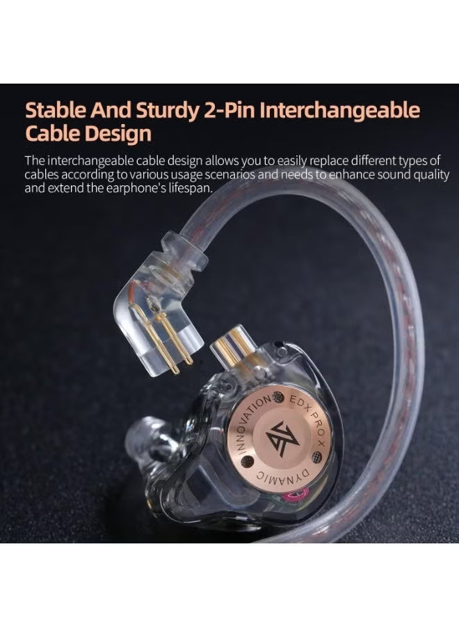 KZ EDX Pro X IEM in Ear Earphone, Single Dynamic Driver HiFi in-Ear Monitor with Ergonomic Shape, Wired Gaming Earbud, Detachable Cable for Audiophile (With Mic)