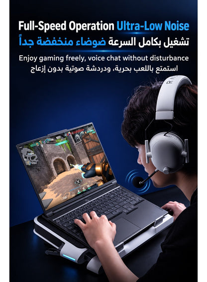 Gaming Laptop Cooler Flydigi BS2 Pro, RGB Laptop Cooling Pad for 15.6–21 Inch, Wind Pressure Closed Loop Turbo Fan up to 4000RPM, Triple Noise Reduction, Intelligent Temperature Control, 4 Level Adjustable Stand for ASUS ROG, Alienware, Lenovo Legion