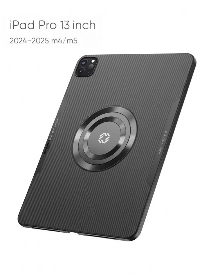 PIVA 2-in-1 Magnetic Gaming Protective Case, Carbon Fiber TPU Cover with Built-In Magnetic Ring and Thermal Conductive Plate, Shock-Resistant Protection, Compatible with Magnetic Coolers – for iPad Pro 13 inch 2024–2025 M4/M5