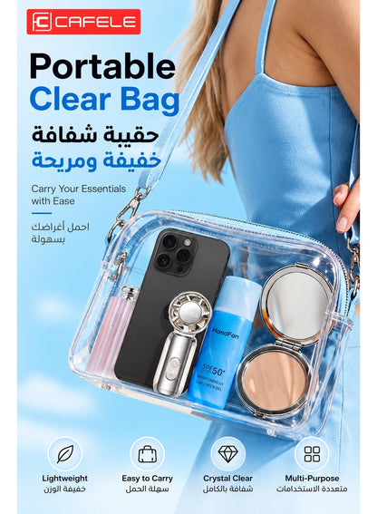 CAFELE مروحة يدوية محمولة صغيرة ببطارية 3600mAh، مروحة توربو قابلة للشحن مع تبريد بأشباه الموصلات، 100 مستوى سرعة وشاشة رقمية، تدفق هواء قوي وشحن Type-C للسفر والمكتب والخروج والمكياج - ابيض وفضي