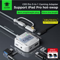 PLEXTONE GS5 Pro Gaming Dongle Adapter & Converter, 5-in-1 USB-C to 3.5mm Audio & USB Hub, PD 60W Fast Charging, Gaming Earphone Sound Adapter – Compatible with RedMagic, iPad, iPhone, Samsung Mobile, Laptops, Mobile Phones & Gaming Devices