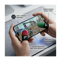 Flaregun P4 Gaming Finger Sleeves, Silver-Fiber Touchscreen Covers, Dual Colour 4-Pack (2× Black + Green and 2× Black + Red) for PUBG Mobile, Call of Duty Mobile, iPad and Tablet Gaming