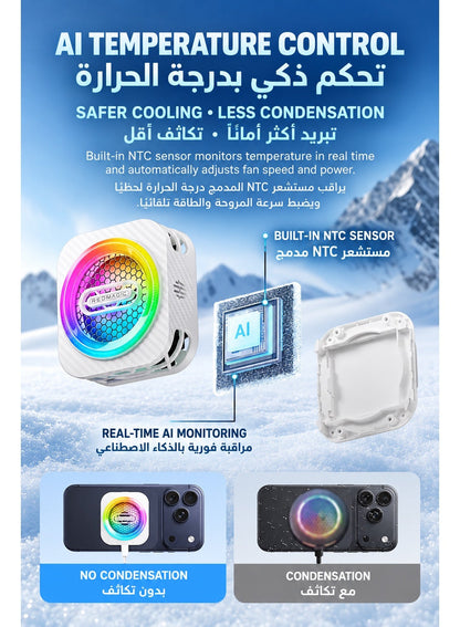 Phone Cooler RedMagic 6 Pro Plus Edition, 33W Magnetic Gaming Phone Cooler with 6000RPM Cooling Fan, RGB Light, 34dB Low Noise, Magnetic + Clip Mount for iPhone, Android, Samsung, RedMagic, Tablets & Mobile Gaming, Black
