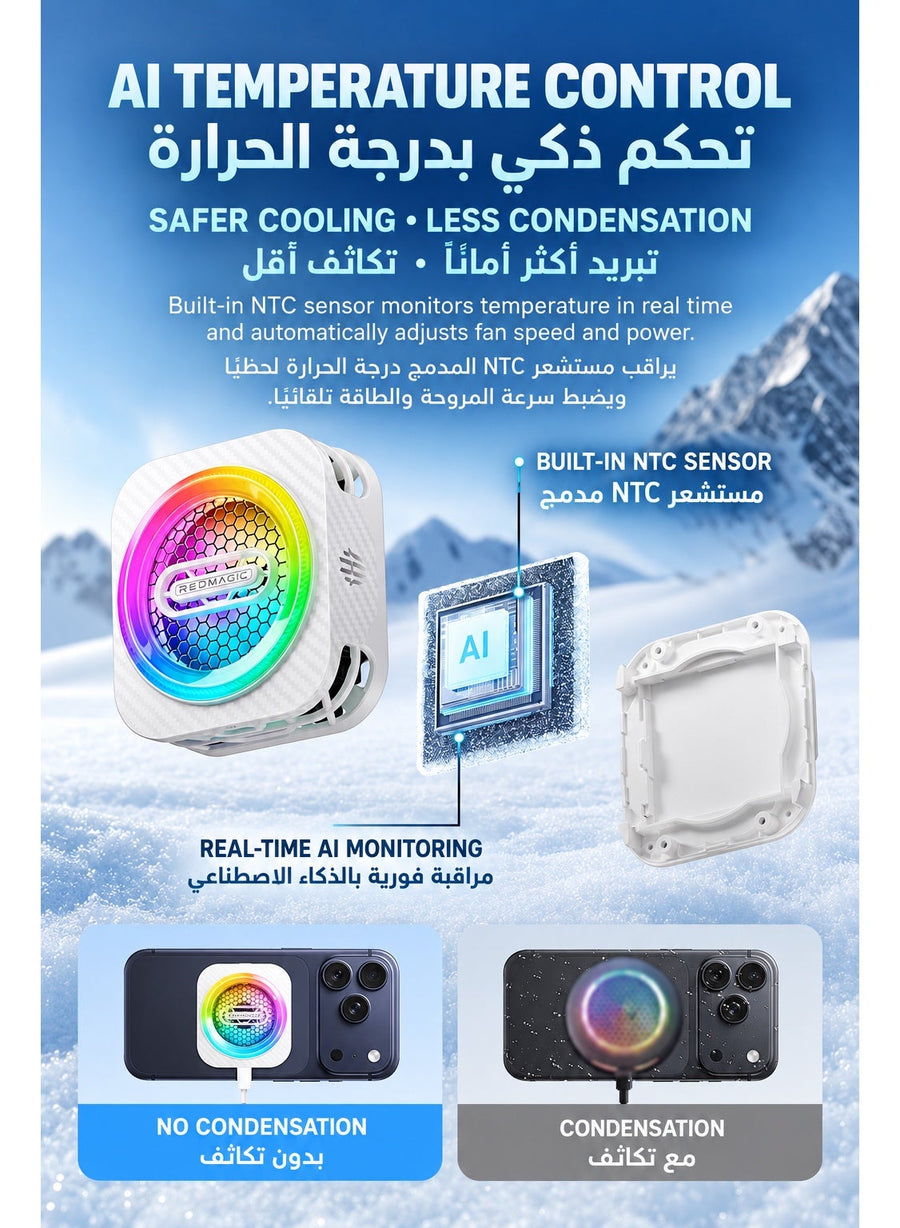 Phone Cooler RedMagic 6 Pro Plus Edition, 33W Magnetic Gaming Phone Cooler with 6000RPM Cooling Fan, RGB Light, 34dB Low Noise, Magnetic + Clip Mount for iPhone, Android, Samsung, RedMagic, Tablets & Mobile Gaming, Black
