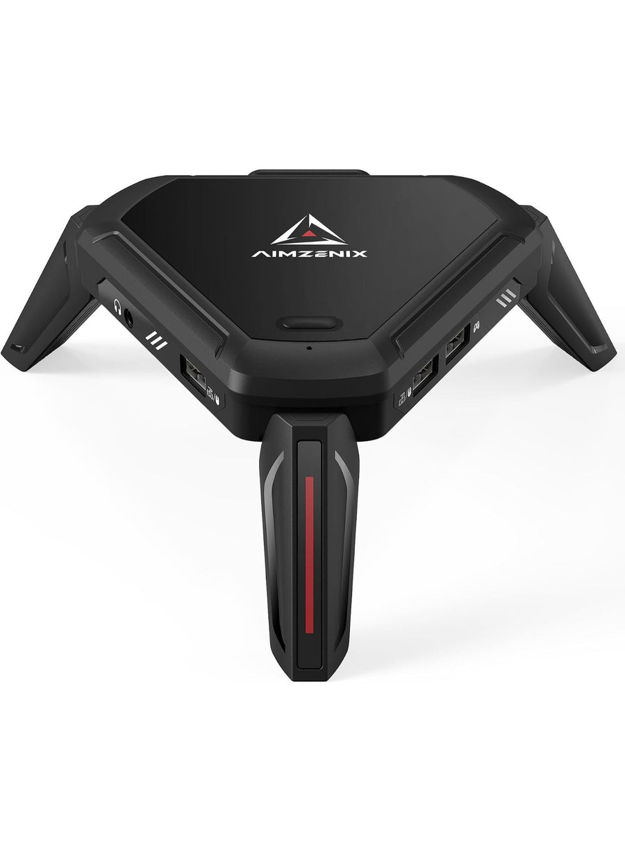 Keyboard and Mouse Adapter AIMZENIX Monster AX600 for PS5, PS4, Xbox Series X/S, Xbox One, Nintendo Switch & PC, Gaming Converter with GEEKVICE App, Key Mapping, Macros, Ethernet & 3.5mm Audio