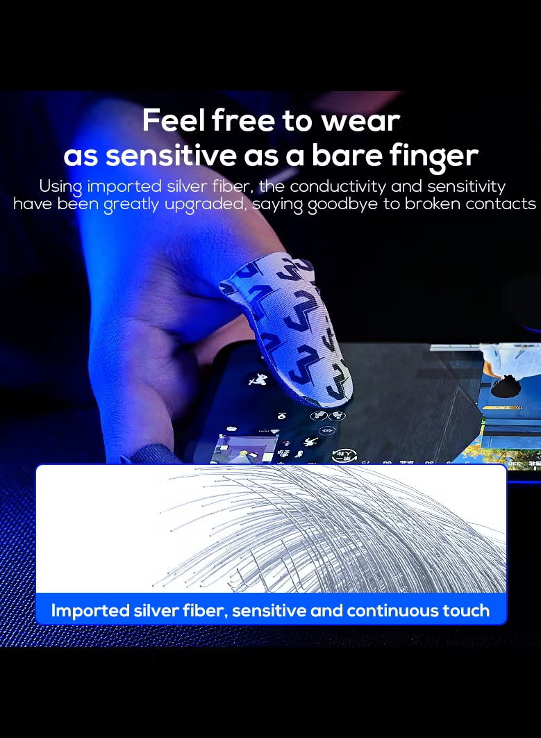 MEMO Ultra-Thin 0.3mm Gaming Finger Sleeves – High Sensitivity Silver Fiber, Sweat-Proof & Breathable, Anti-Slip for Smooth & Precise Touch Control – Includes Metal Storage Case – Compatible with iPhone, iPad, RedMagic, Samsung – Ideal for PUBG, COD & FPS