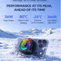 Phone Cooler RedMagic 8 Pro Magnetic Phone/Tablet Cooler – 36W Ultra-Cooling Gaming Fan with 65W DAO Charger, Graphene Heatsink, Magnetic Mount & Clip – Powerful Cooling Fan for Smartphones, Tablets, iPad & Steam Deck (Perfect for PUBG Mobile, COD & More)