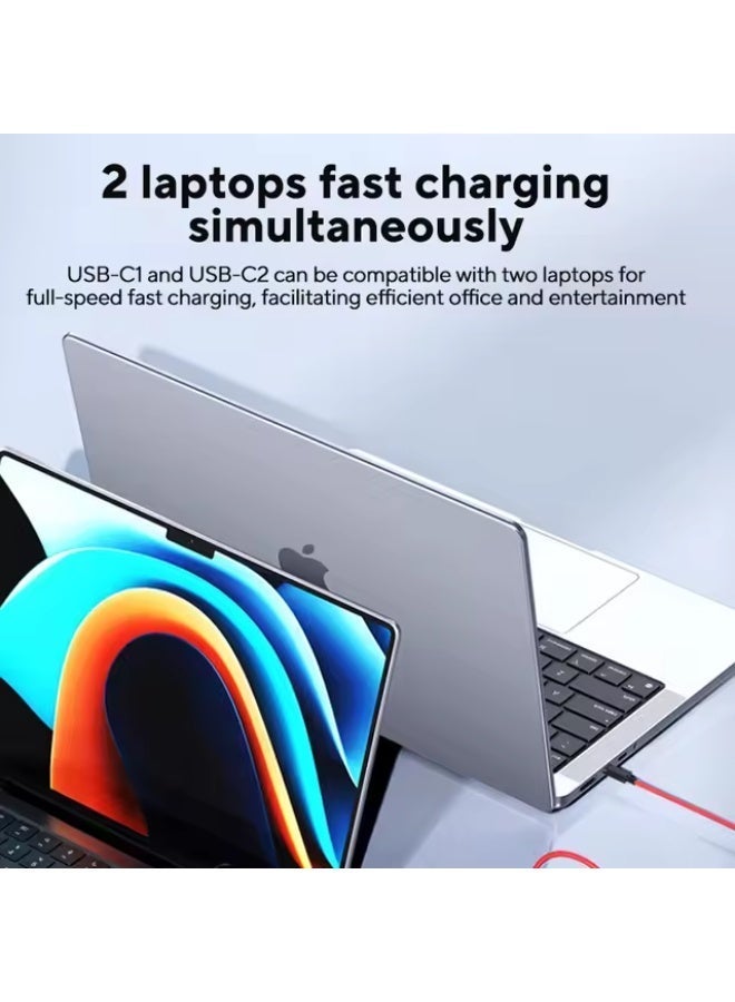 RedMagic 120W Triple-Port GaN Fast Charger with Transparent Tech Design, NeoCharger 3.0 Smart Power Allocation, Compact Foldable Plug, USB-C & USB Multi-Port Charging for Astra, Nova, iPad, Tablets, iPhone, MacBook, Laptops & Gaming Devices – Includes 6A