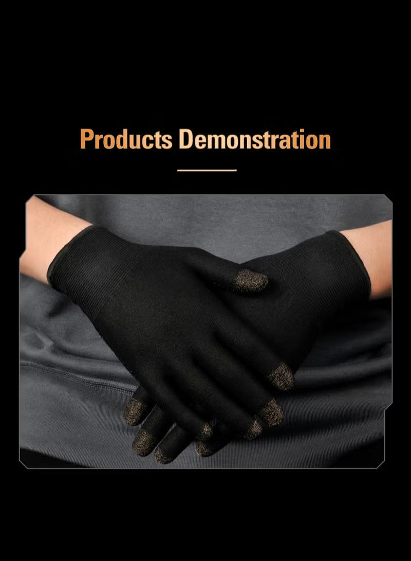 MEMO Carbon Fiber Full Finger Gaming Gloves – High Sensitivity Touch, Breathable & Sweat-Proof, Anti-Slip for Smooth & Precise Control – Compatible with iPhone, iPad, RedMagic, Samsung – Ideal for PUBG, COD & FPS Gaming (1 Pair - 2 PCS)