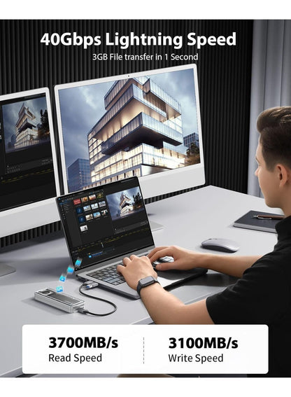 Orico ORICO 40Gbps USB4 M.2 NVMe SSD Enclosure, Active Cooling Fan, Tool-Free Al