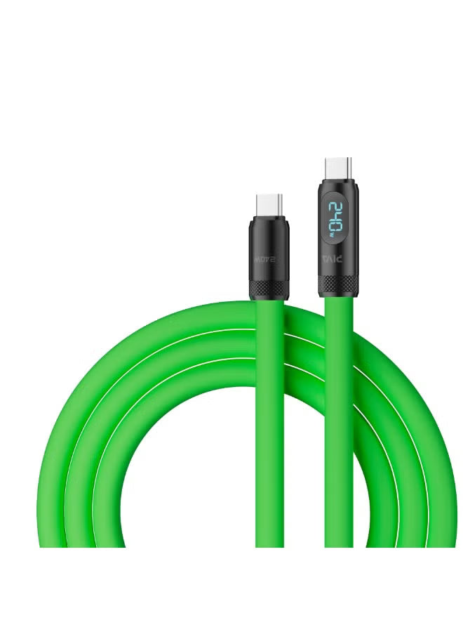 PIVA Intelligent 240W PD Super Fast Charging Type-C to Type-C Data Cable with Intelligent Digital Display, 1.5m Liquid Silicone Cable, 480Mbps High-Speed Data Transfer for Gaming, RedMagic, iPhone 15 & 17 Series, iPad Pro, Tablets and Laptops