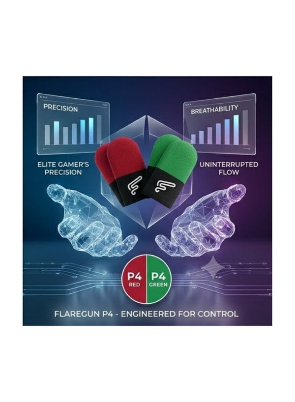 Flare 8 Mobile Gaming Finger Sleeves – Frost Cold Silver Fiber Touchscreen Finger Cover for PUBG & FPS Games, Anti-Sweat, High Sensitivity, Smooth Control For Redmagic, Iphone, iPad, Samsung, Poco and Mobile Phones (4 Pairs / 8 PCS)