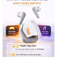 Machenike TH60 Gaming Earbuds TWS Earphones Bluetooth 5.4 – Ultra Low Latency No Delay Wireless Gaming AirPods, Dual Sound Modes (Gaming & Music), ENC Microphone, Immersive Stereo Sound, IPX5 Water Resistant, Long Battery Life with Charging Case, USB-C Fa