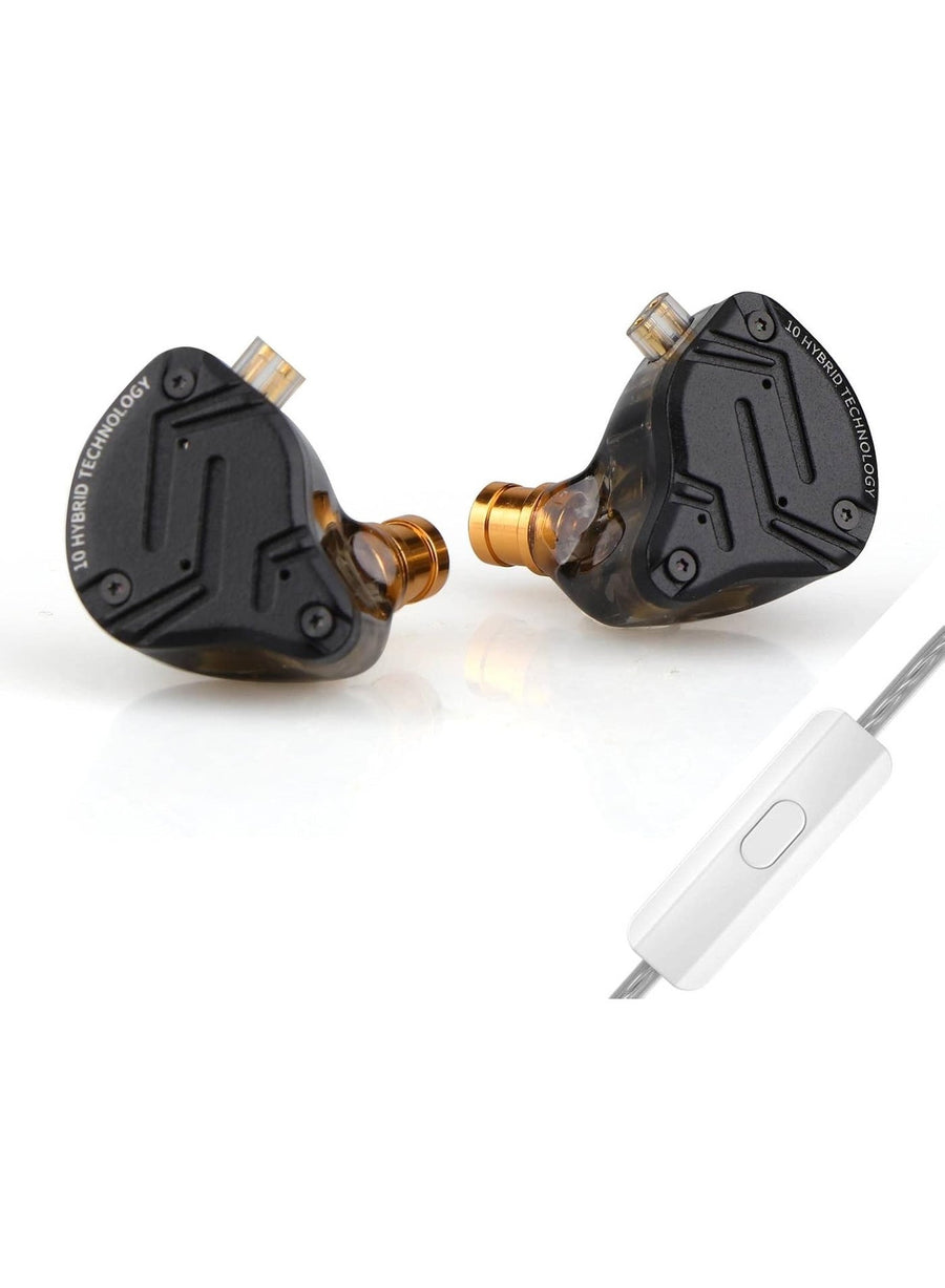 KZ ZS10 PRO X IEM original Upgraded 1DD+4BA Hybrid Driver HiFi in Ear Earphones IEM with Alloy Faceplate, Detachable Silver-Plated Recessed 2Pin Cable for Audiophile Musician DJ Stage (With Mic)