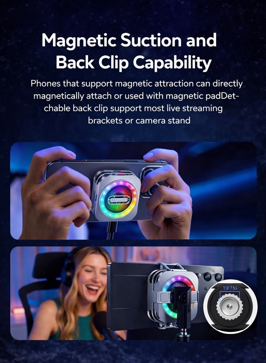Phone Cooler RedMagic 6 Pro Magnetic Phone/Tablet Cooler – 30W Ultra-Cooling Gaming Fan with 35W Mini GaN Charger, Graphene Heatsink, Magnetic Mount & Clip – Powerful Cooling Fan for Smartphones, Tablets, iPad & Steam Deck (Perfect for PUBG Mobile