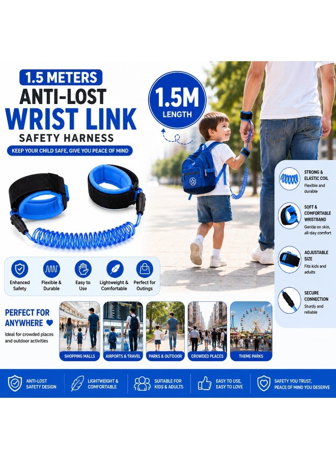 Children 1.5m Anti Lost Wrist Link Safety Harness for Toddlers & Kids – Adjustab