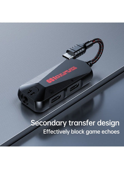 GS1 Type-C 3-in-1 Gaming Audio Adapter Dongle, USB-C to 3.5mm AUX Converter with 60W PD Fast Charging, Hi-Res Sound Card, Mic Support – Compatible with Android, RedMagic, Black Shark, Xiaomi, Huawei, iPhone 15/16/17, iPad, MacBook & Laptops