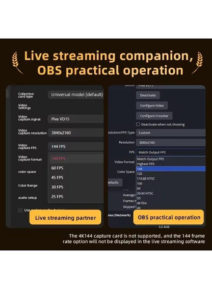 PIVA VD15 4K 144Hz & 360Hz Pass-Through Video Capture Card for Live Streaming an
