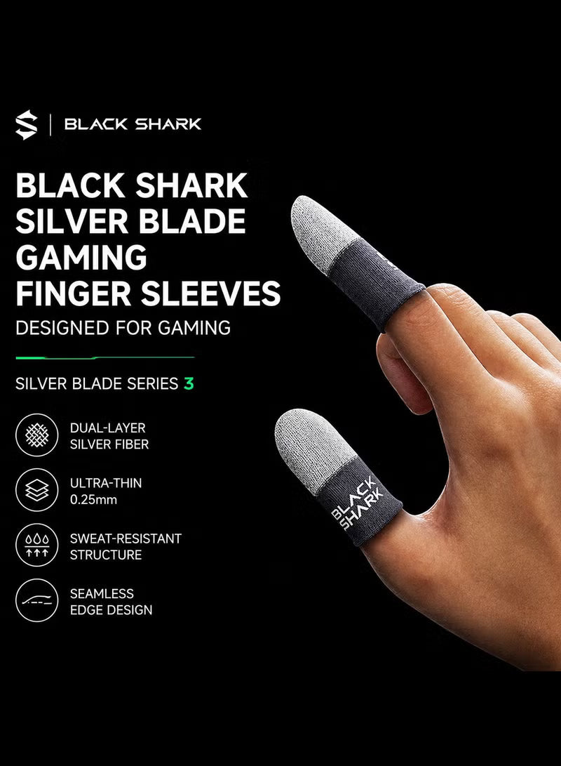 Black Shark 4 Gaming Finger Sleeves, Sweatproof Gaming Gloves Fingertip Silvercloth – Pro Finger Sleeves for Mobile/iPad Gaming ( 2 Pair - 4 pcs)