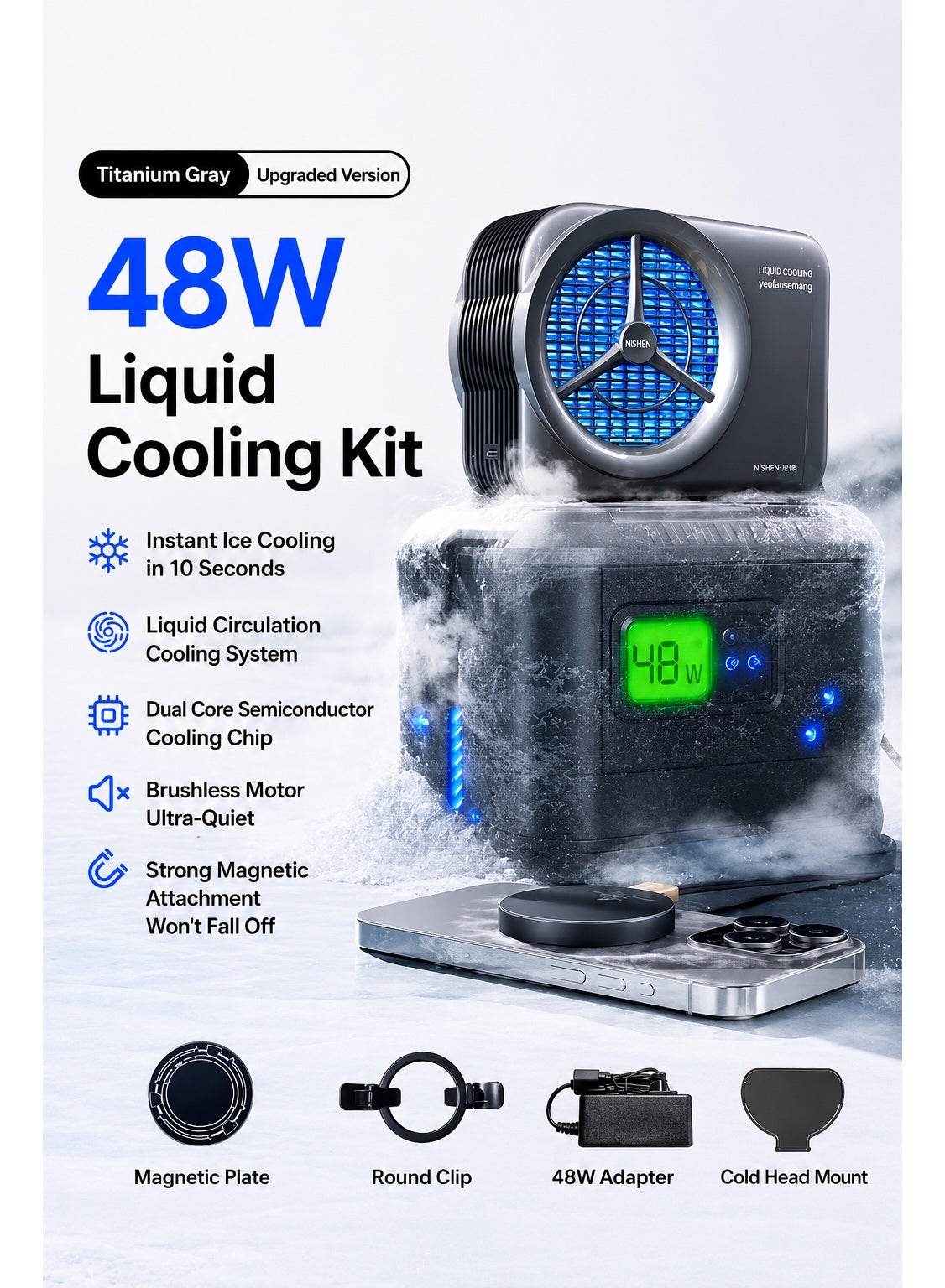 Ni-SHEN Nishen 48W Liquid Cooling Phone & Tablet Cooler – Upgraded Version - Adv