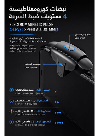 MEMO AK05 4 Finger Mobile Phone Sensitive Game Trigger for PUBG Aim Shooter L1 R1 ABS/Alloy Key Button for IOS Android Universal - MOBILE ONLY