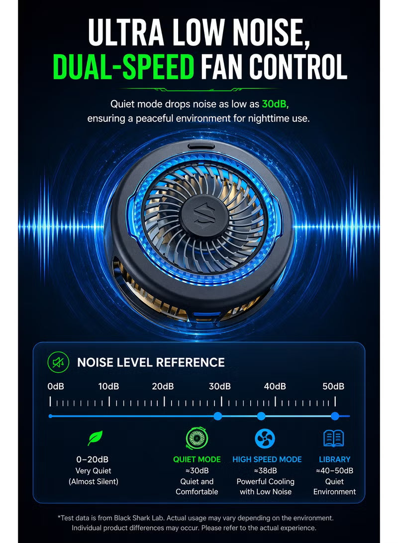 Blackshark 5 funcooler Phone Cooler, 20W Magnetic Cooling Fan with App Control, Ultra-Quiet Portable Cooling Pad, Strong Magnetic Attachment for iPhone, Android, RedMagic & iPad – Perfect for FPS Games like PUBG Mobile & Call of Duty Mobile