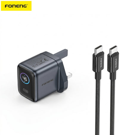 FONENG UK34 45W GaN USB-C fast charger, UK plug, black