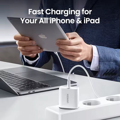 يوجرين شاحن سفري PD USB-C شاحن هاتف محمول 20W شاحن سريع PD محول طاقة USB-C للشحن السريع للآيفون برو ماكس