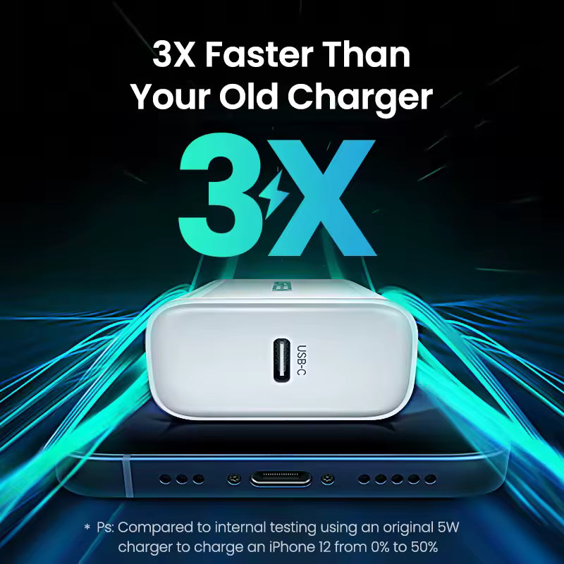 يوجرين شاحن سفري PD USB-C شاحن هاتف محمول 20W شاحن سريع PD محول طاقة USB-C للشحن السريع للآيفون برو ماكس
