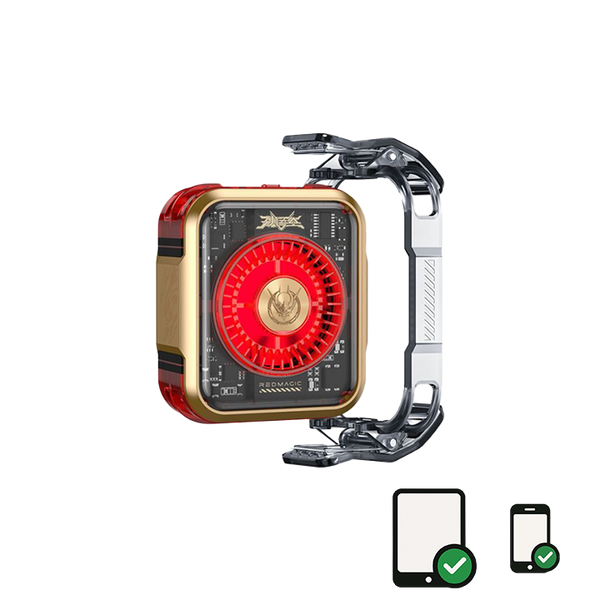 Golden RedMagic 5 Pro Magnetic Phone Cooler – Special Edition, 36W RGB Radiator Fan with Clip, Semiconductor Graphene Heatsink for Gaming, Streaming, iPhone, Android, iPad