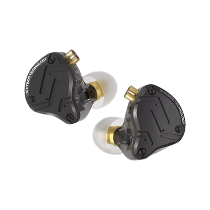 Linsoul KZ ZS10 PRO X ترقية 1DD+4BA Hybrid Driver HiFi داخل سماعات الأذن IEM مع لوحة حماية من خليط معدني، كابل 2Pin قابل للفصل مطلي بالفضة لمرحلة DJ الموسيقية (مع ميكروفون)