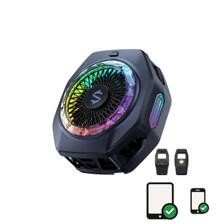 Black Shark Magnetic Phone Cooler 5 Pro - 18 Addressable RGB LEDs, Detachable Grip, APP-Controlled Thermostatic Cooling Fan for iPhone MagSafe/Android/iPad -Gaming/Streaming/Photography