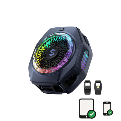 Black Shark Magnetic Phone Cooler 5 Pro - 18 Addressable RGB LEDs, Detachable Grip, APP-Controlled Thermostatic Cooling Fan for iPhone MagSafe/Android/iPad -Gaming/Streaming/Photography