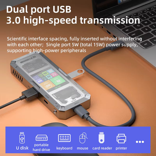 PIVA G71 7-in-1 Smart Display Docking Station – Aluminum Type-C Hub with 100W PD, 4K HDMI, Dual USB 3.0, Ethernet & Audio Ports for Gaming and Work