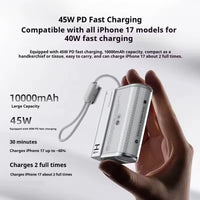 Nubia REDMADIC CCC PowerBank 45W Two-way Quick Charge 10000mAh High Capacity Digital Display Power Bank Built in Cable Charger